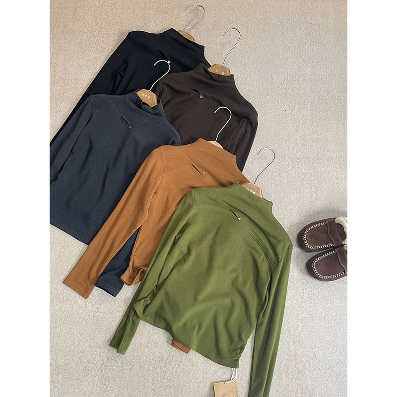 稻子家 中高领自发热加绒保暖打底上衣31071