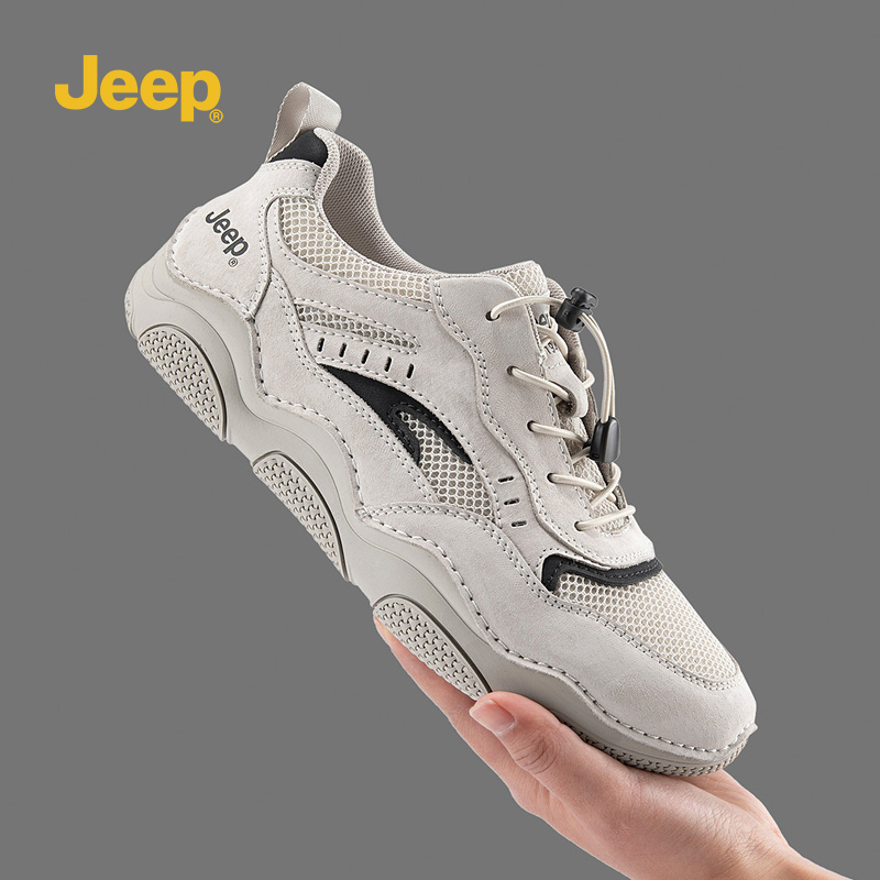 jeep吉普男鞋户外轻便休闲鞋2025春季新款网面透气软底徒步运动鞋