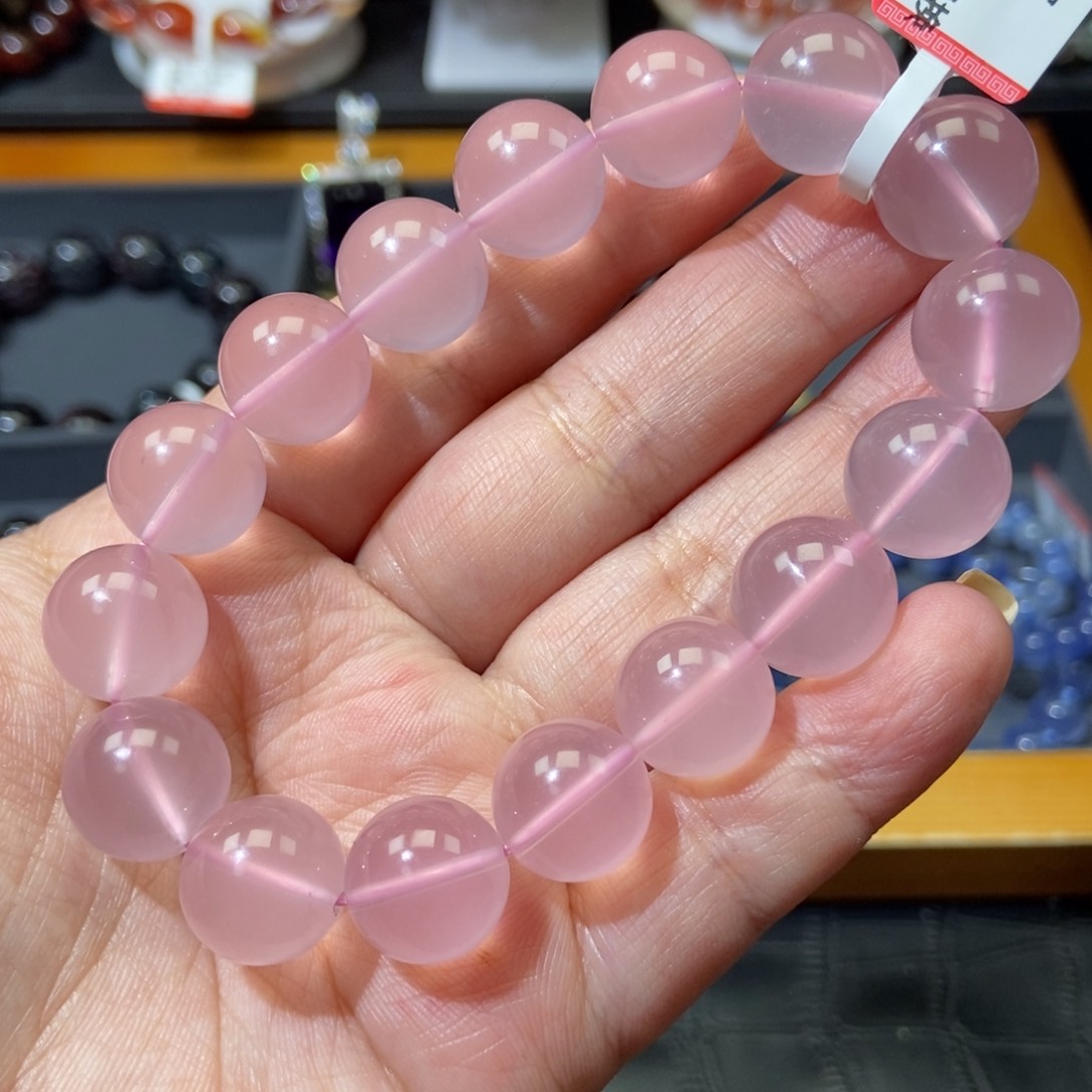 水晶粉水晶手链13毫米未镶嵌