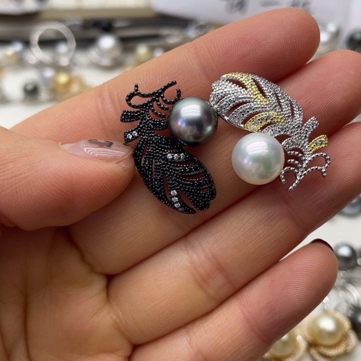 海水珍珠耳饰银S925镶嵌