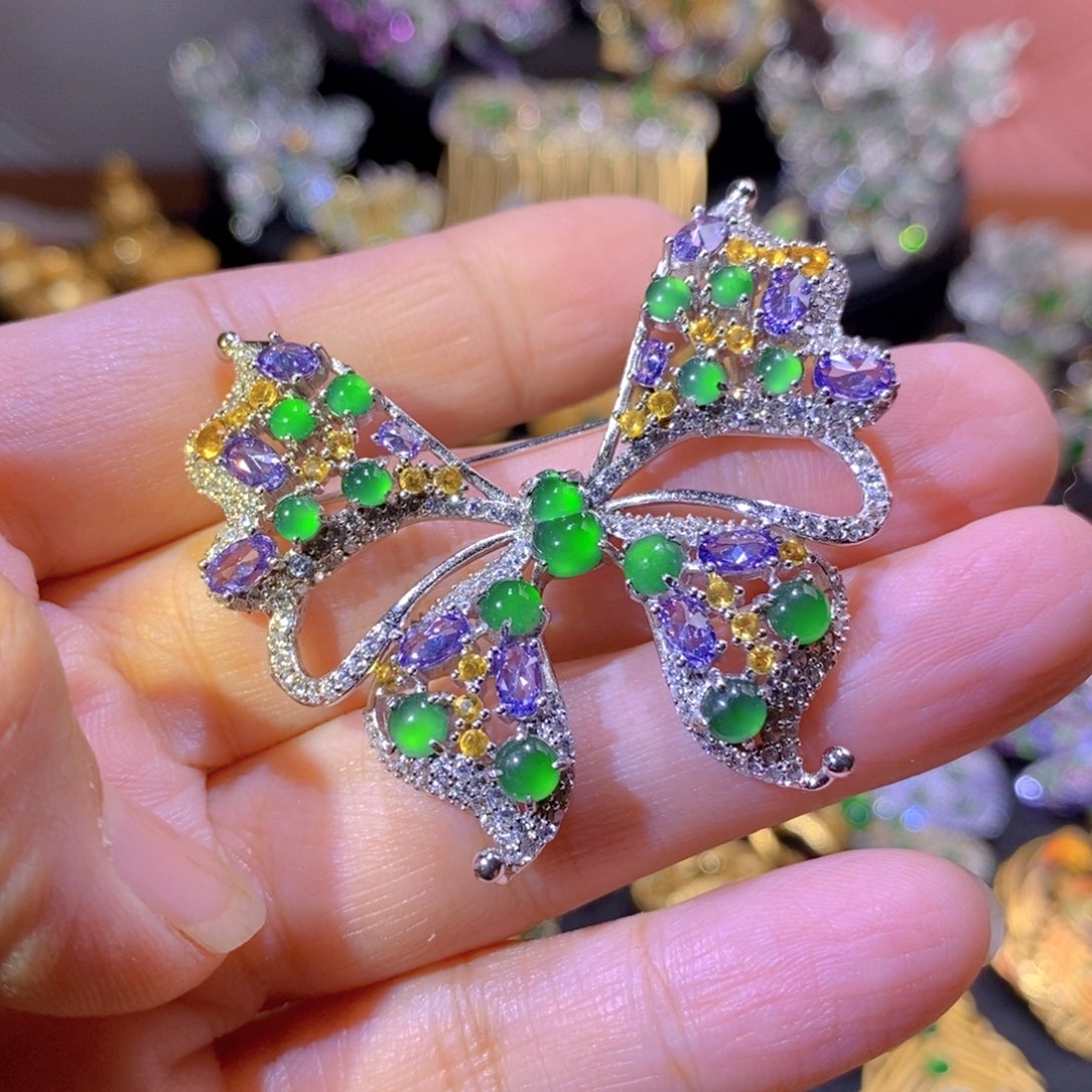 吊坠(不含链)银S925镶嵌翡翠