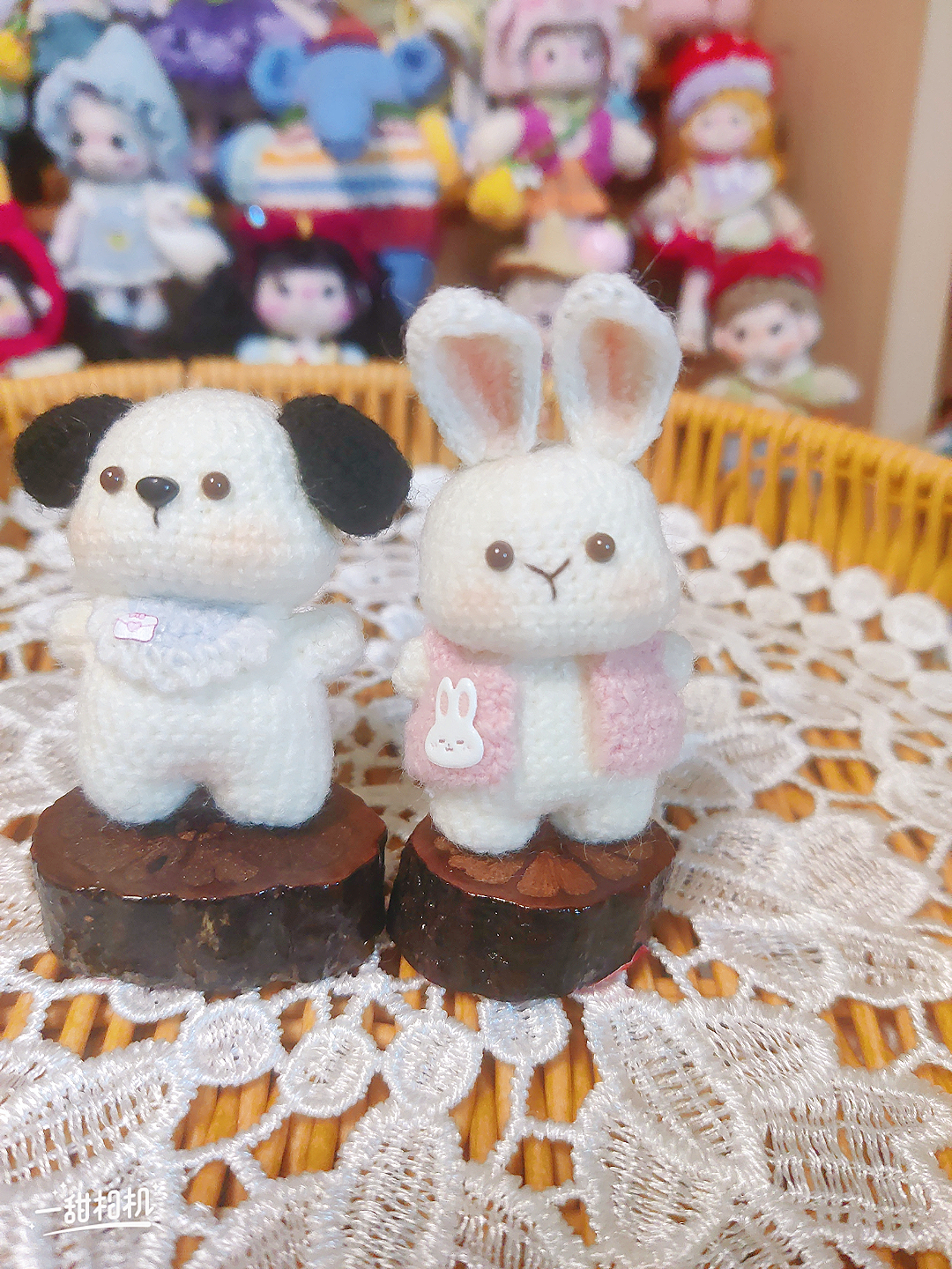 纯手工微钩玩偶帕恰狗小兔，雾棉线材