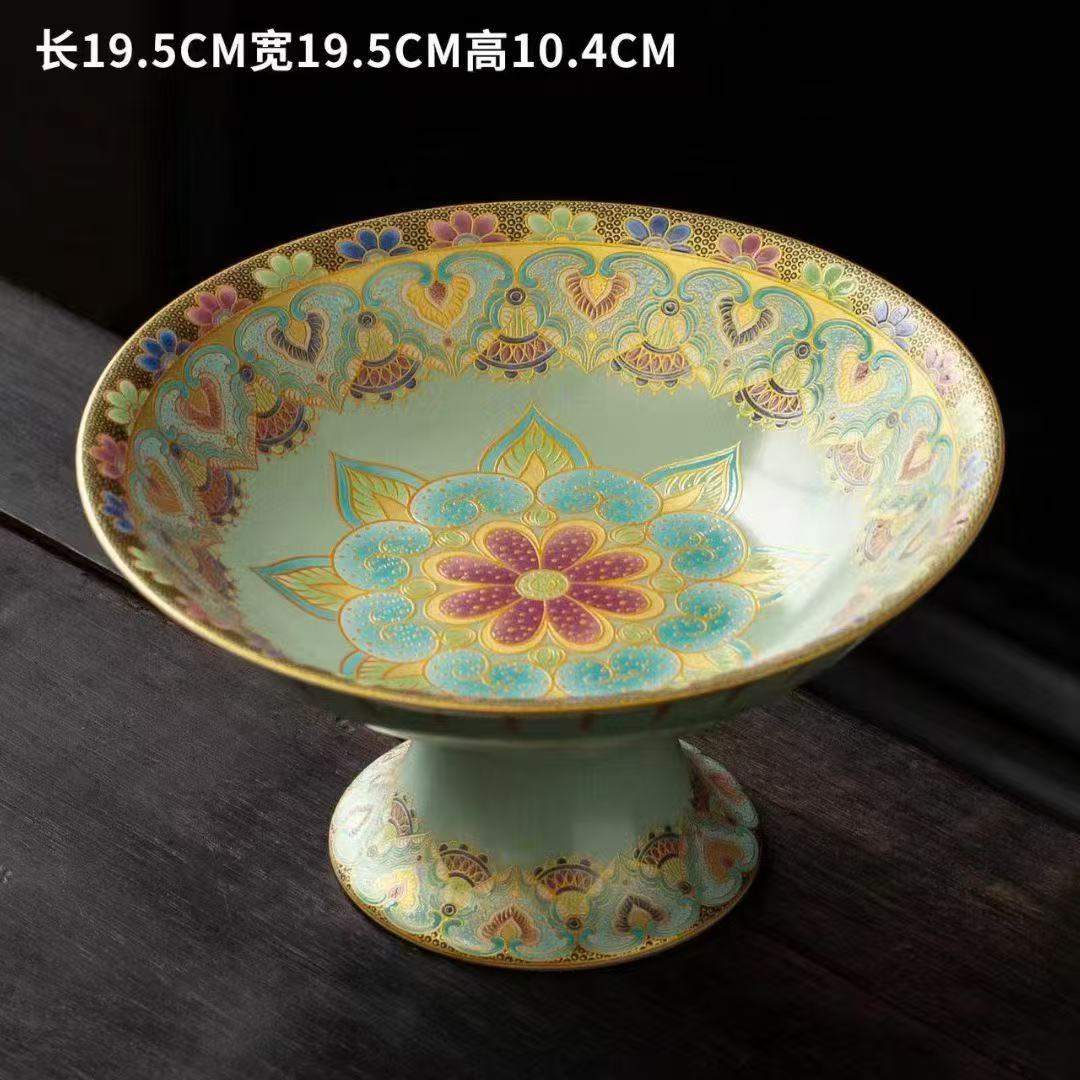 秋香茶具 莲花高脚桃心家用零食盘果盘茶点盘-6178-0824