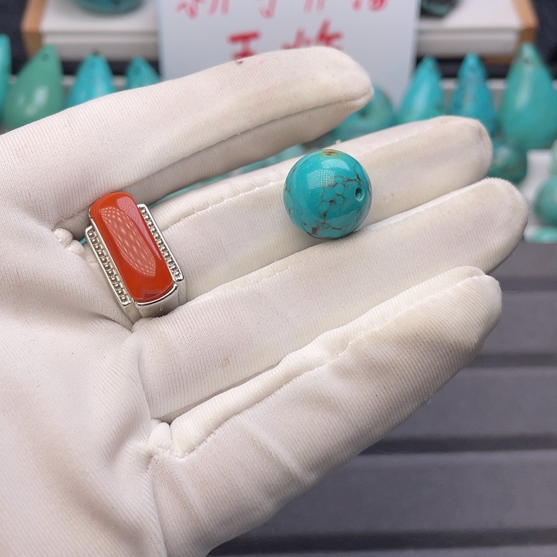 南红玛瑙未镶嵌老型网花圆珠14mm