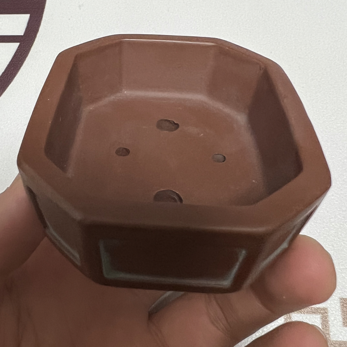 六瓣六角冰裂窑变花盆透气宽口简约创意多肉绿植桌面7.5x5.5x2