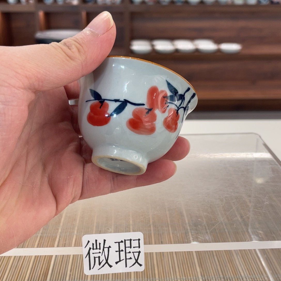 釉下手绘茶具微瑕