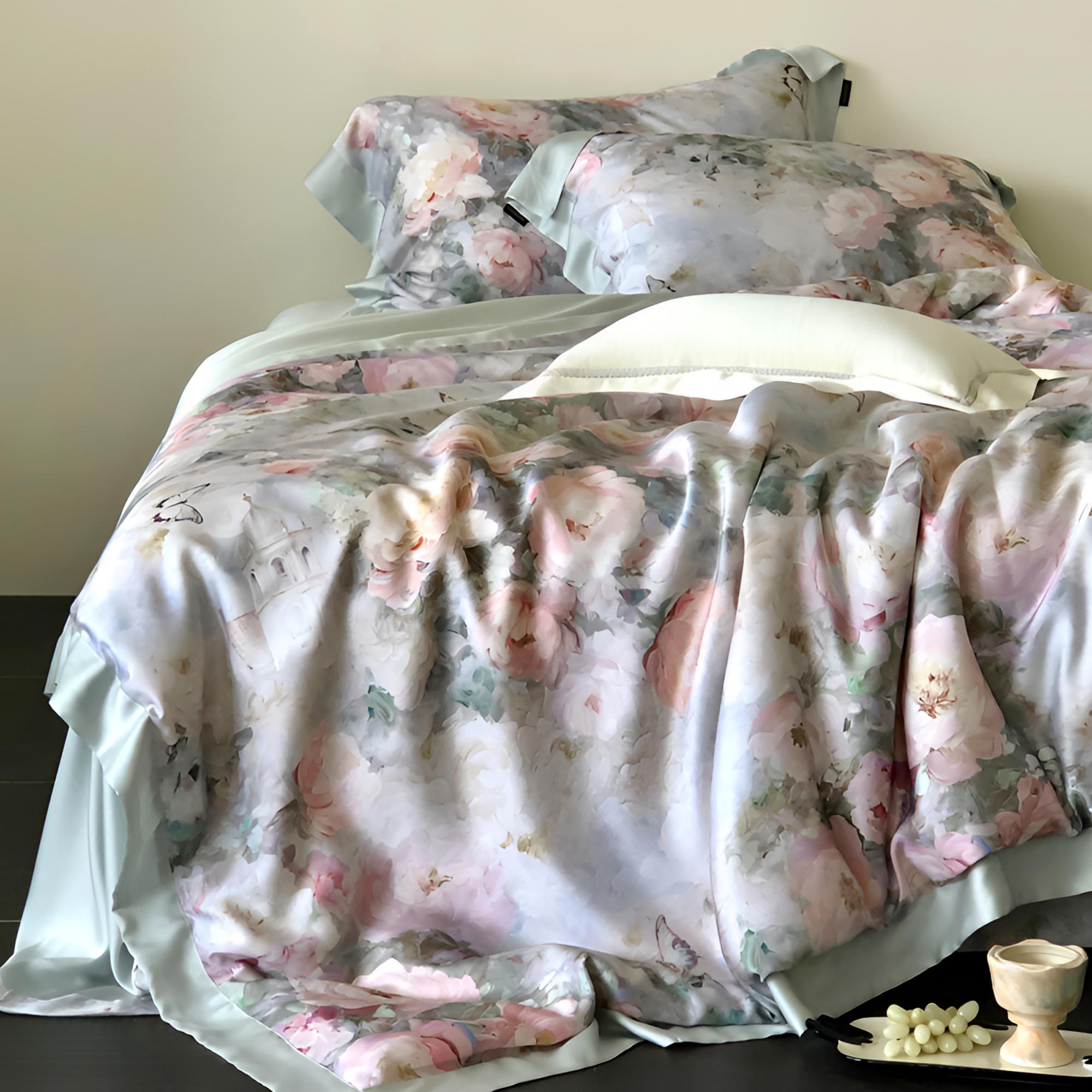 HouseBeautiful【仲夏花园】2025新丝滑双面兰精天丝四件套轻奢凉感