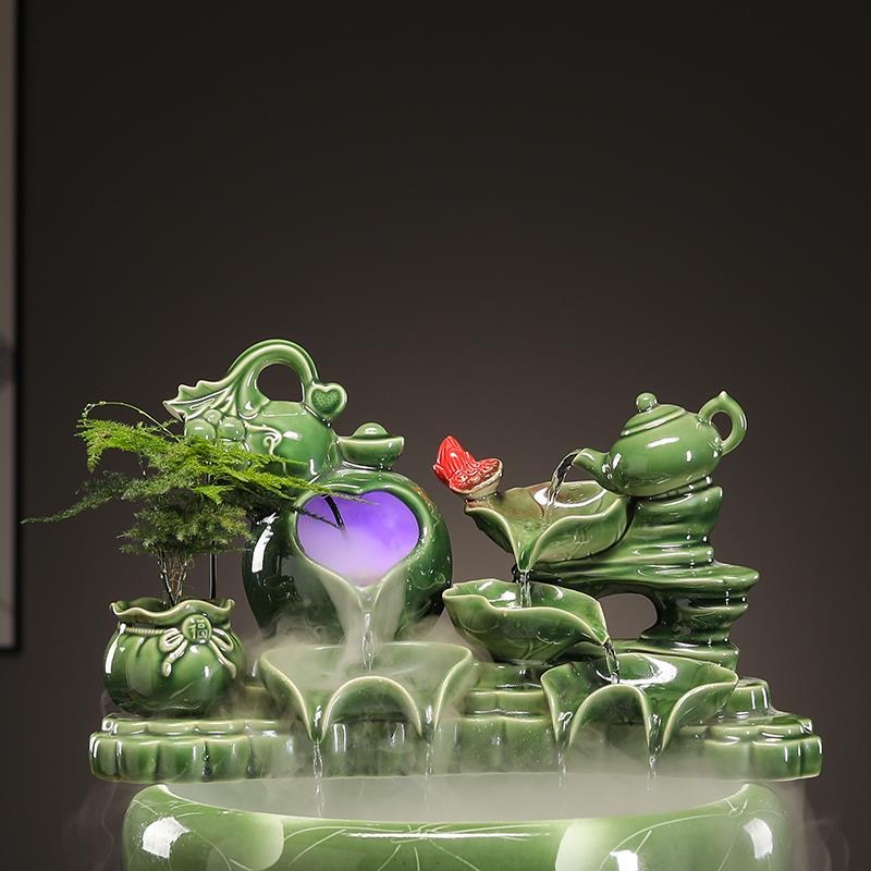 景德镇陶瓷流水摆件循环水鱼缸增氧过滤器搭配庭院造景装饰办公室