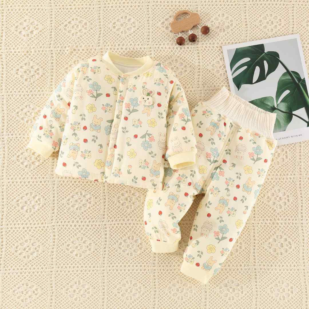 2025秋冬季150克夹棉加厚卡通动物分体套装