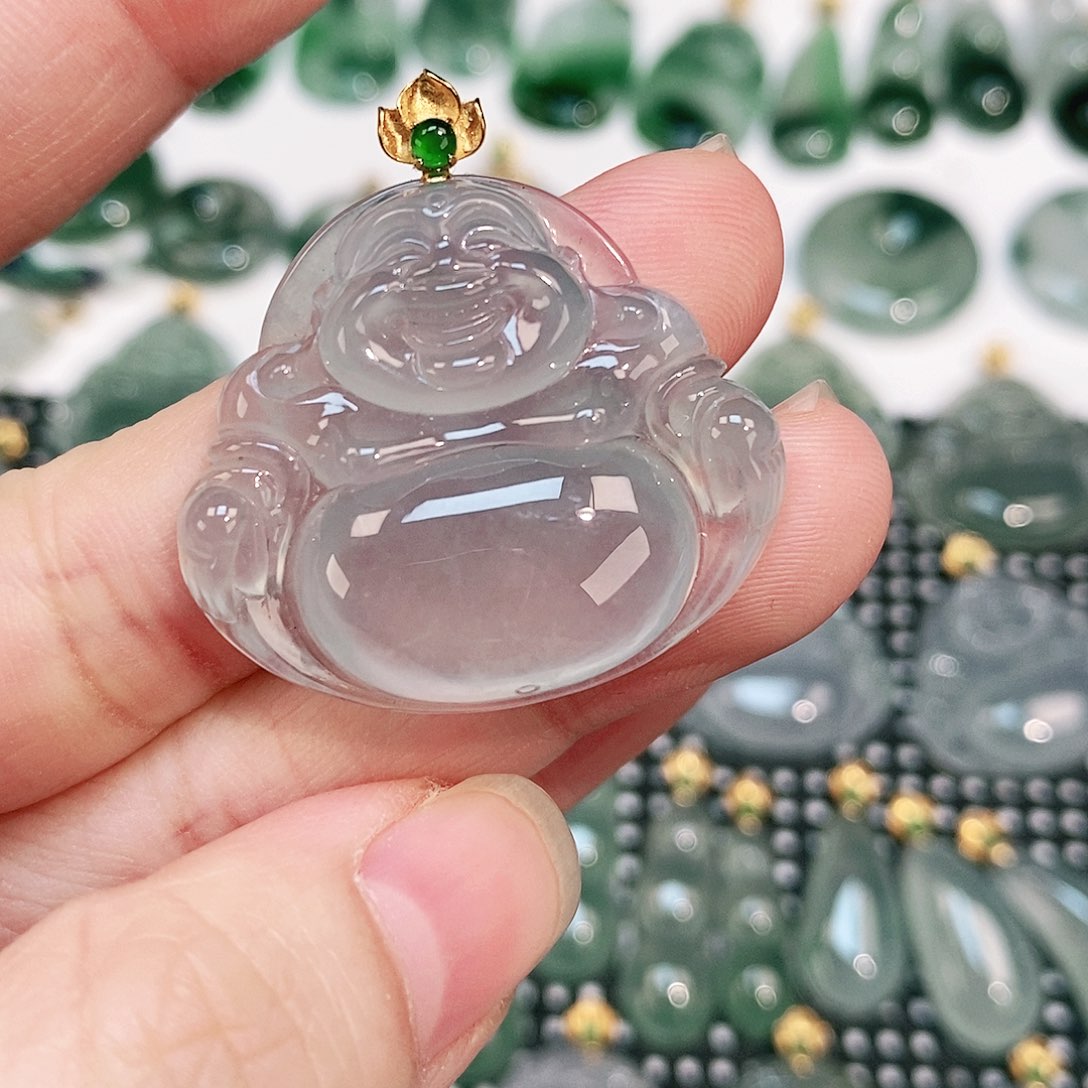 翡翠颈饰18K金镶嵌吊坠