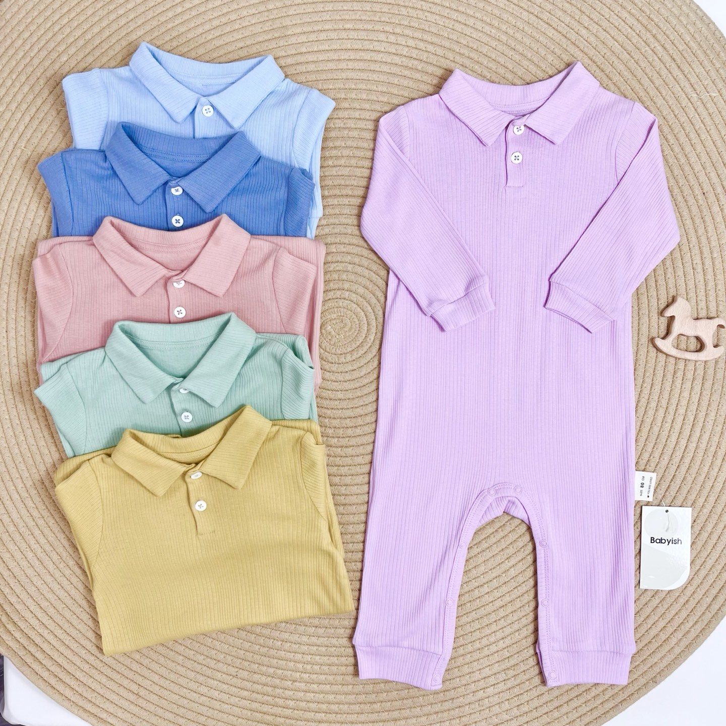 宝宝婴幼儿包屁衣连体衣爬服翻领纯棉外出服家居纯色长袖春秋冬季