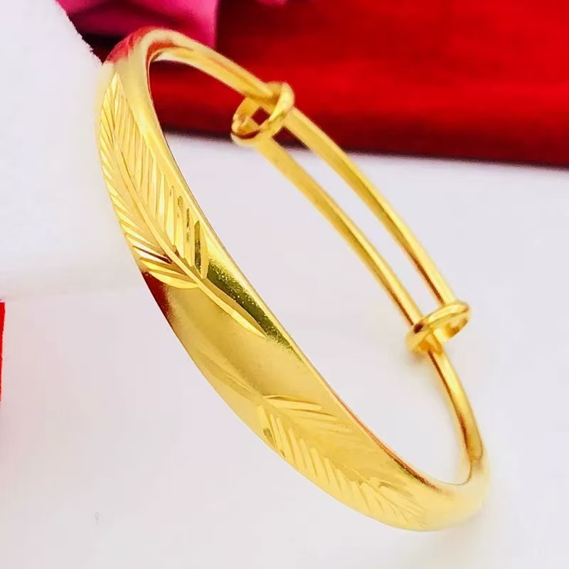 【直播推荐】足金999精美树叶推拉手镯