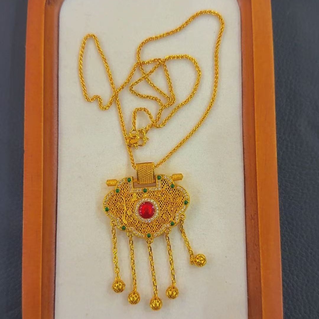 铜合金项链 铜合金项链精工版龙凤流苏气质轻奢百搭款