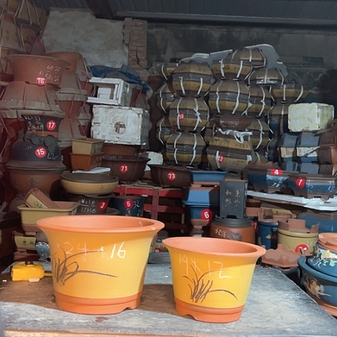 紫砂花盆斗盆两个