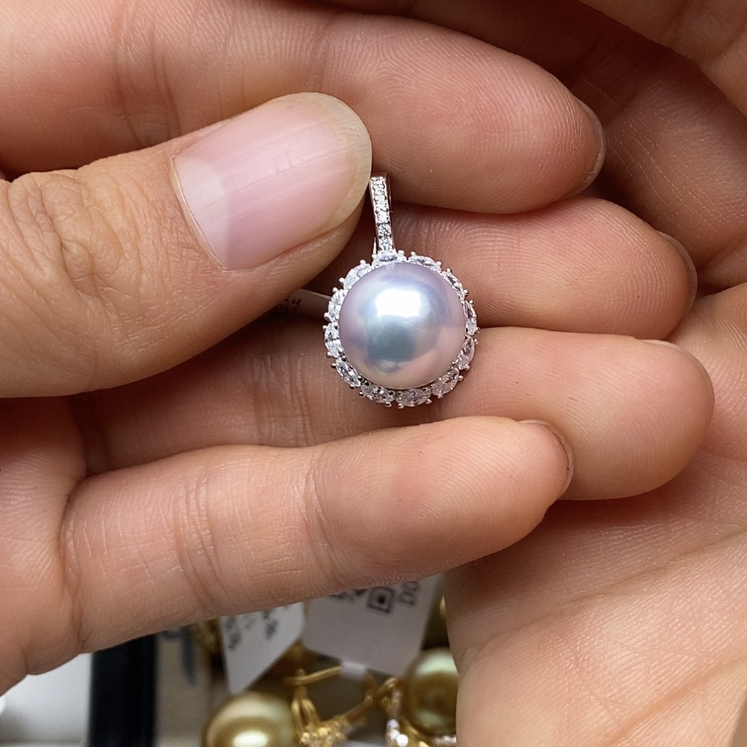 银S925镶嵌海水珍珠吊坠(不含链)@@AD0032