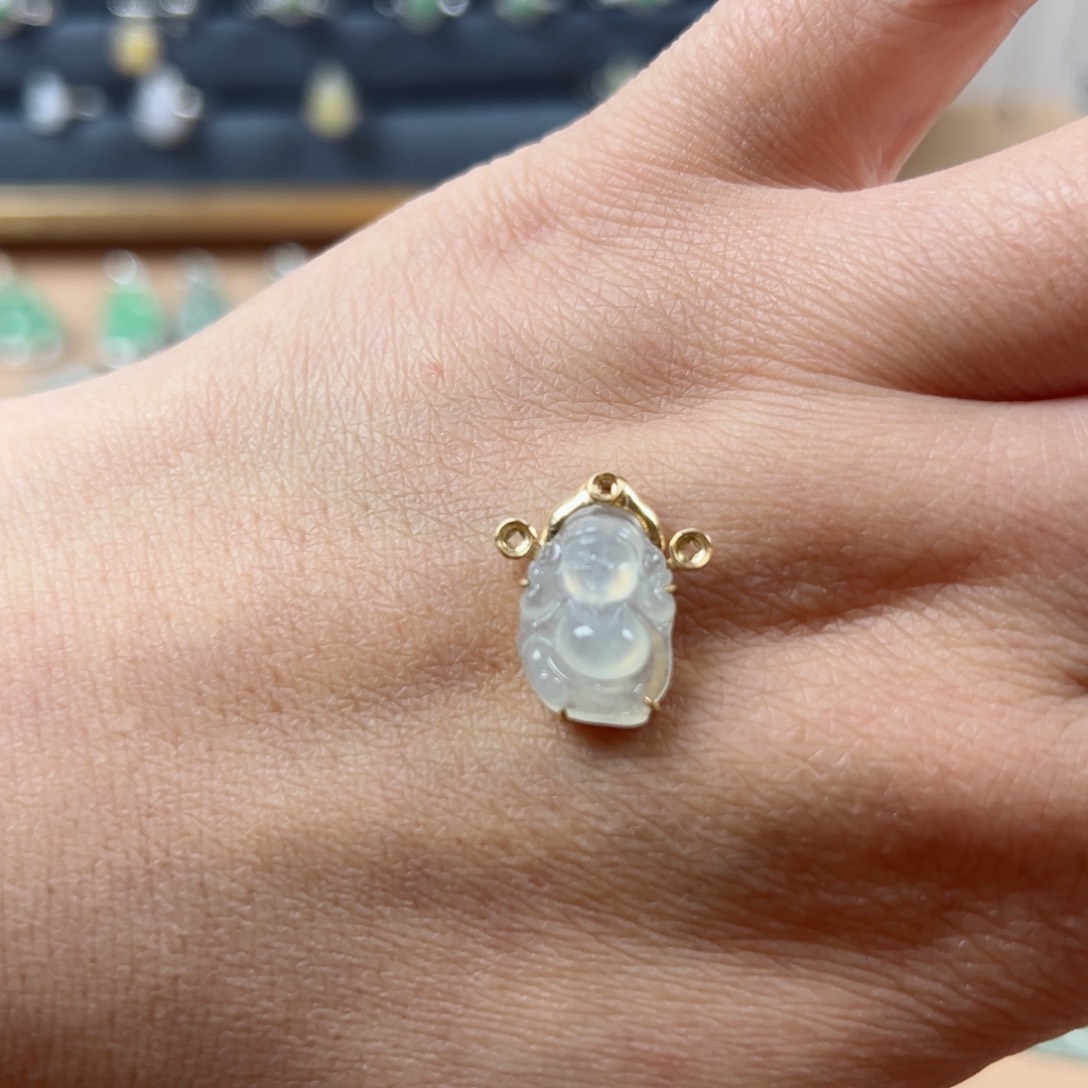 翡翠颈饰18K金镶嵌财爷