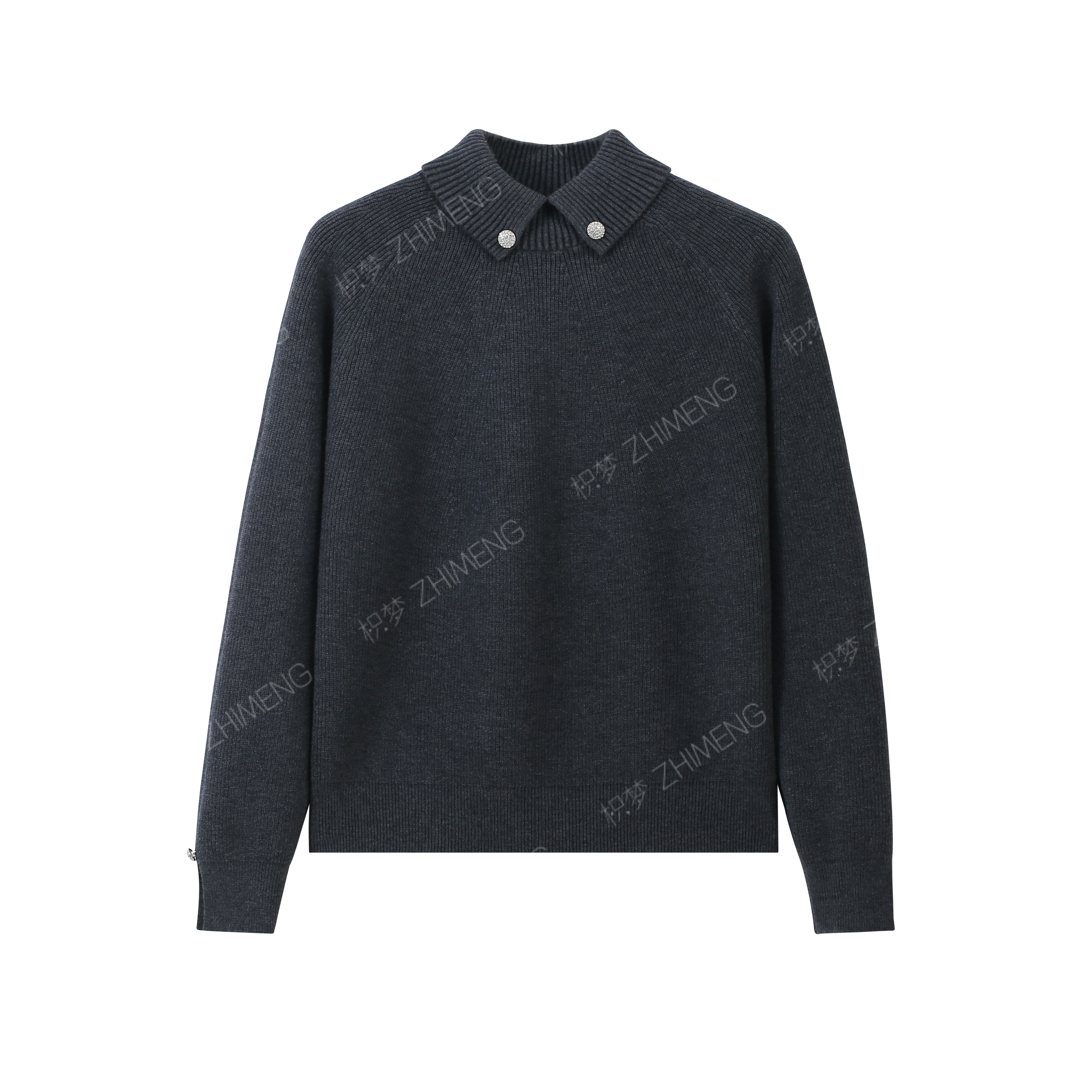 翻领高领毛衣女秋冬长袖高级感宽松显时尚打底针织衫上衣休闲