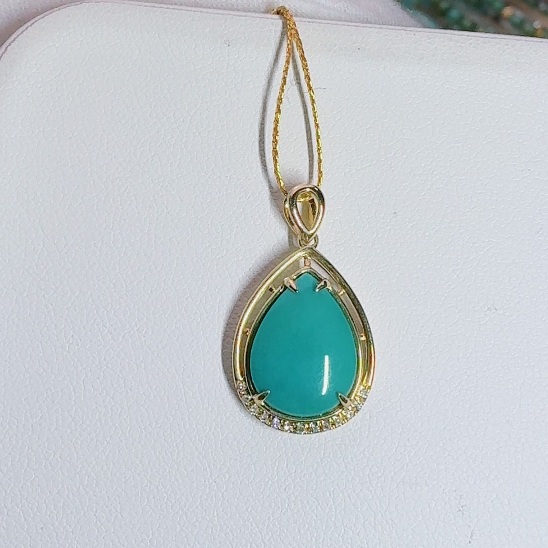 绿松石18K金镶嵌珠宝奇石