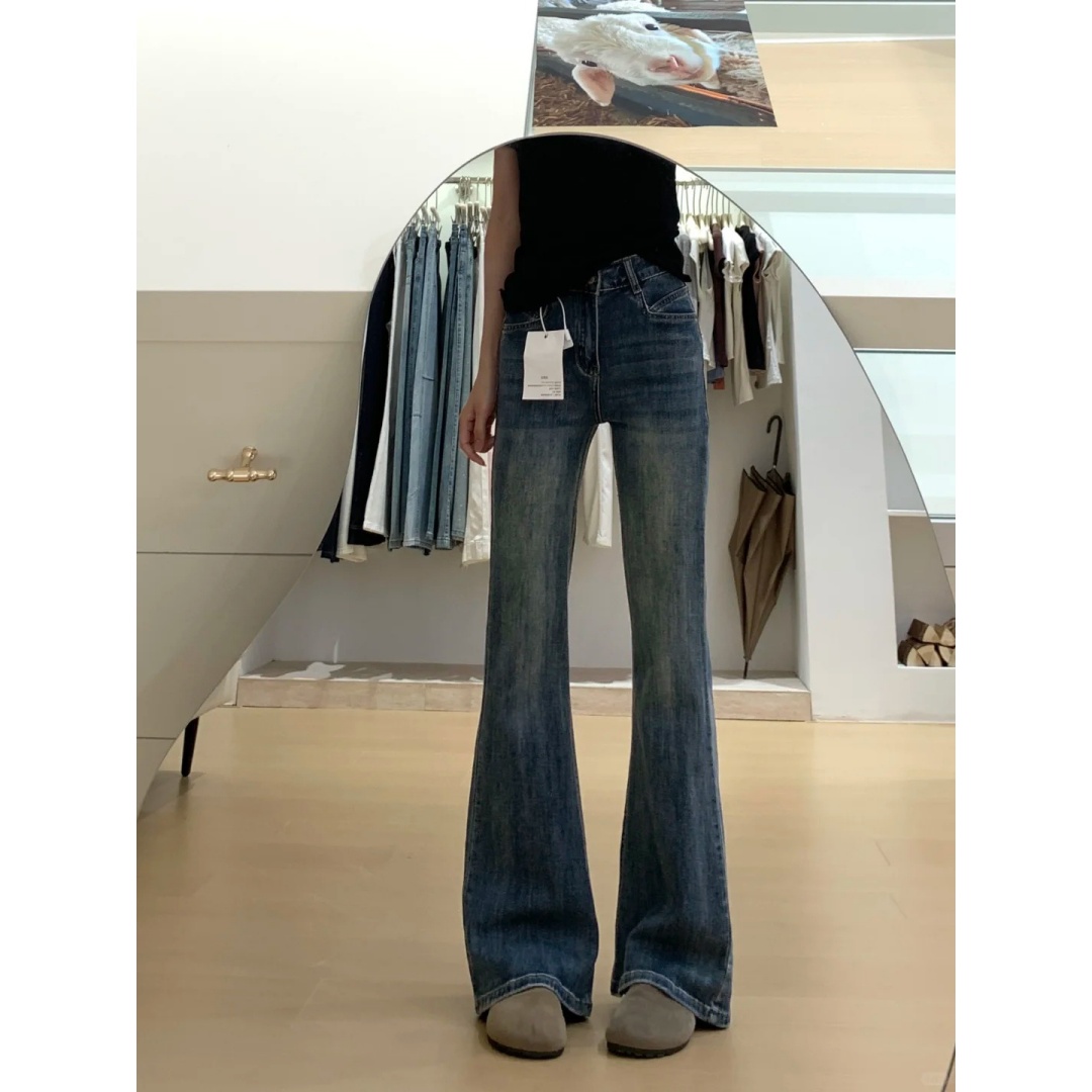 韩嘟集【秋冬新款】中高腰显瘦牛仔裤女款裤子胖mm梨形身材裤子