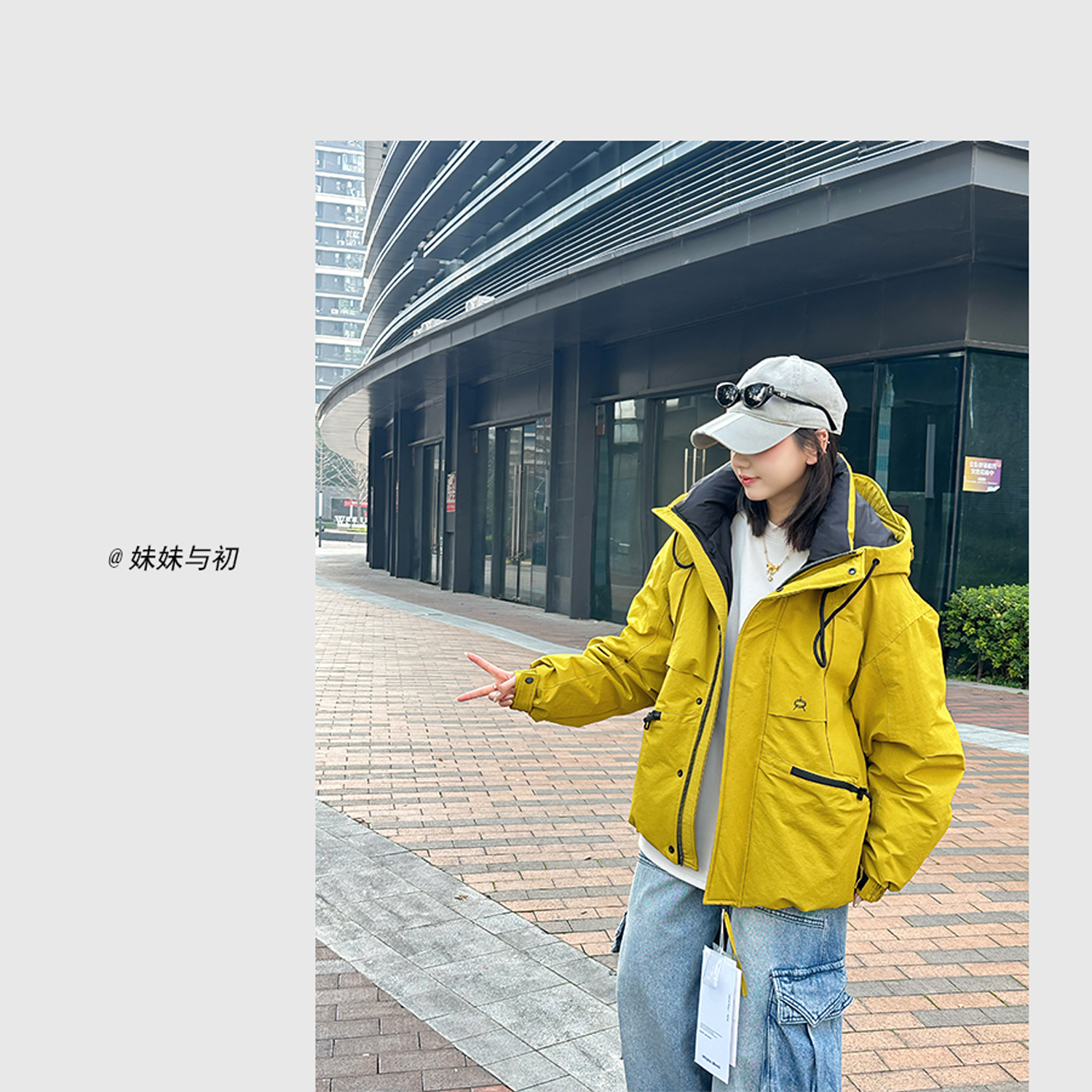90绒！男女同款潮牌工装大口袋连帽羽绒服25828