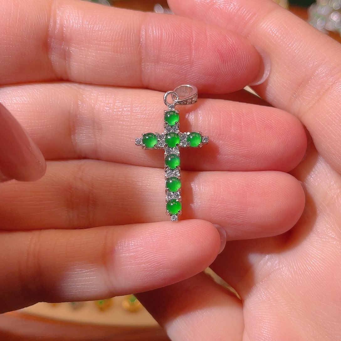 翡翠吊坠(不含链)银S925镶嵌