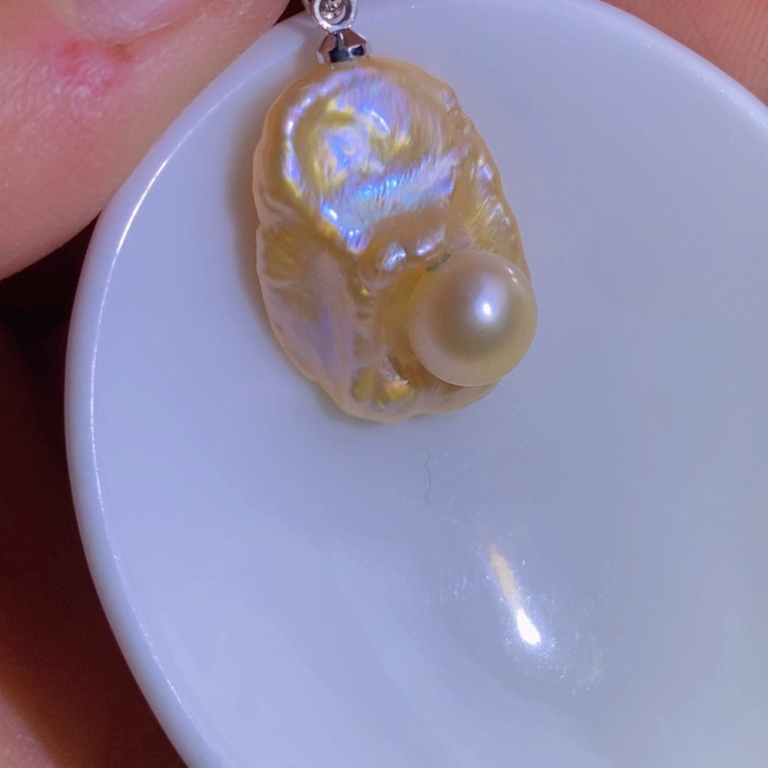 银S925镶嵌天然淡水珍珠淡水珍珠