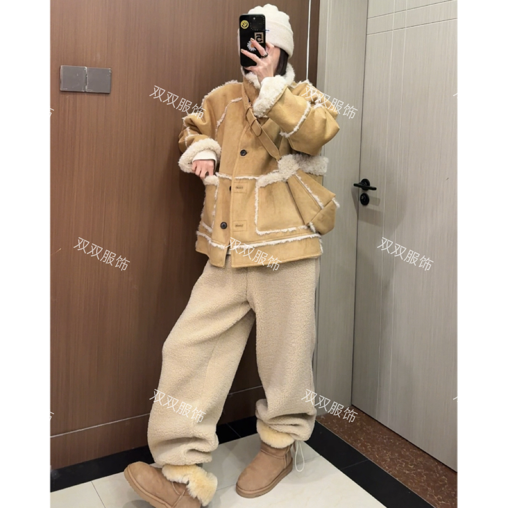 【SSOUHAN】冬日暖阳 韩版ins皮毛一体➕包包真两件双面穿外套