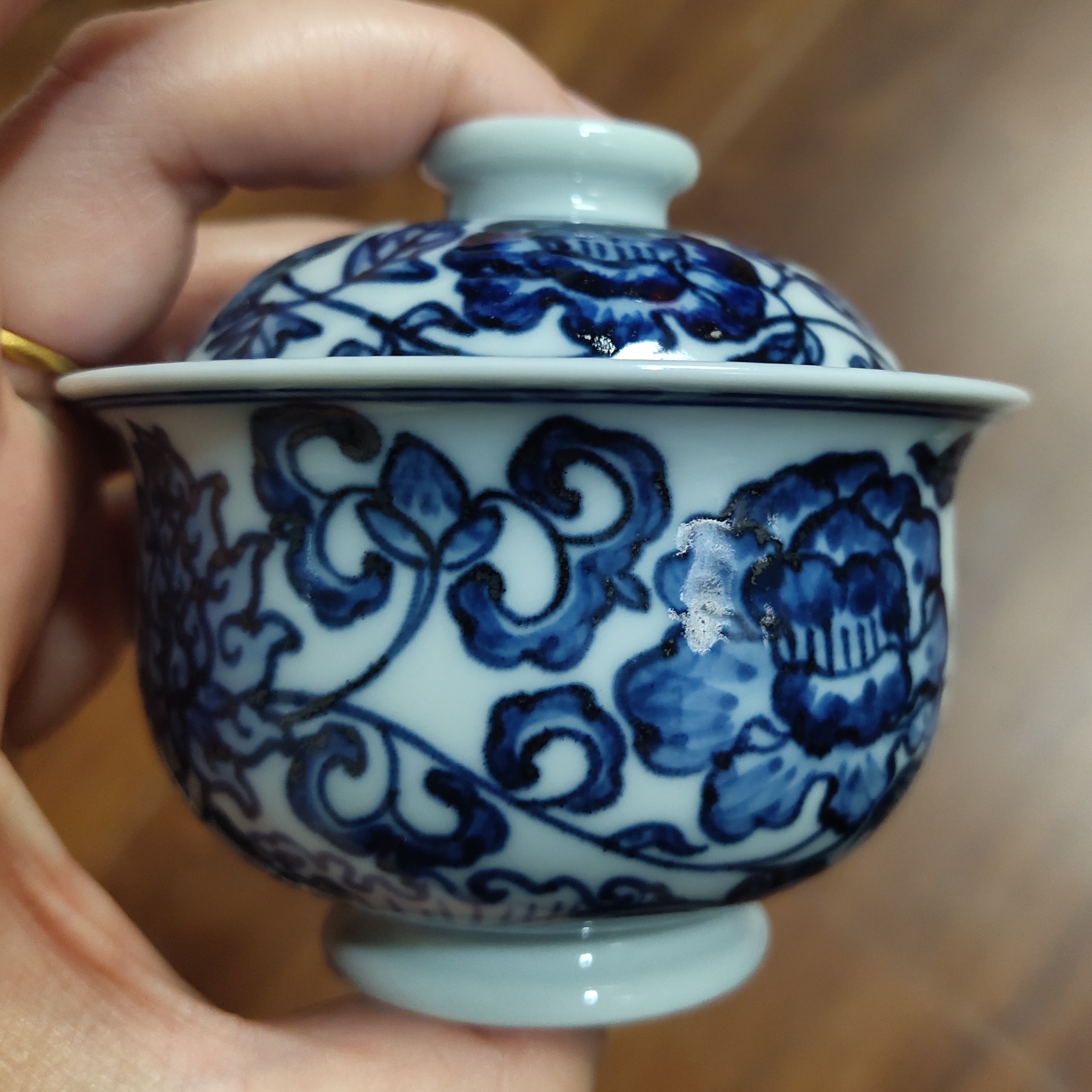 微瑕海浪四季小炉式盖碗