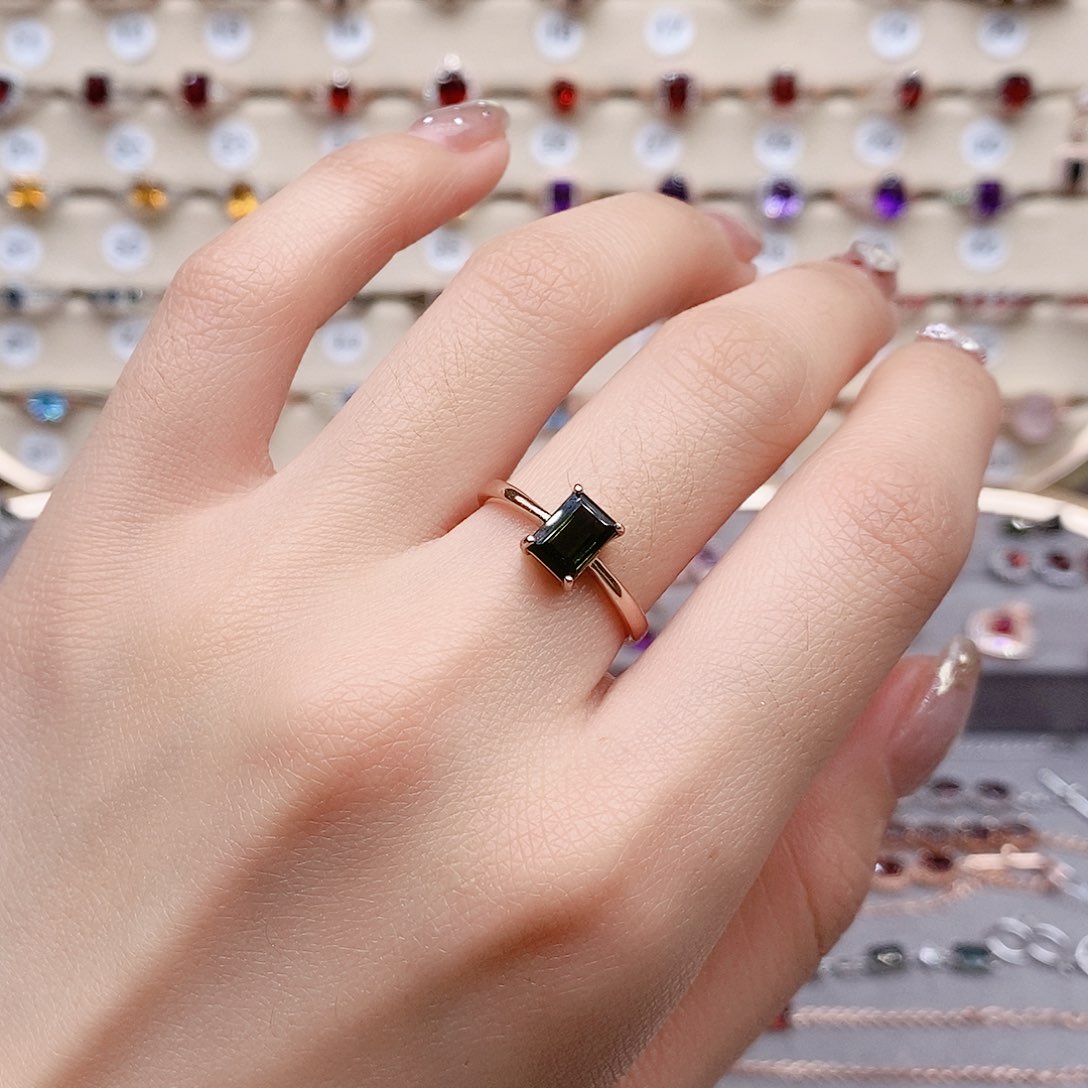 碧玺戒指银S925镶嵌戒指