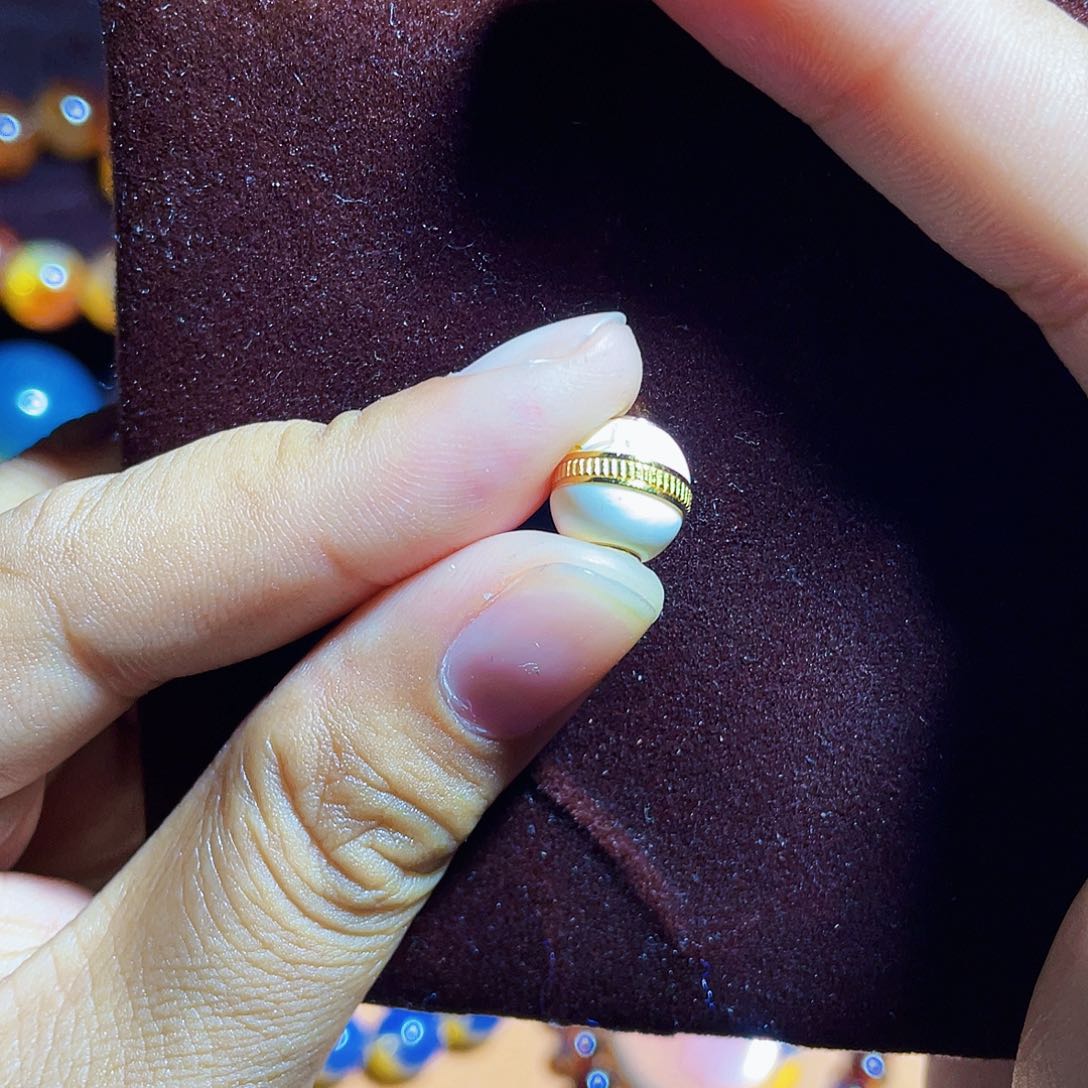 蜜蜡裸石银S925镶嵌汉堡