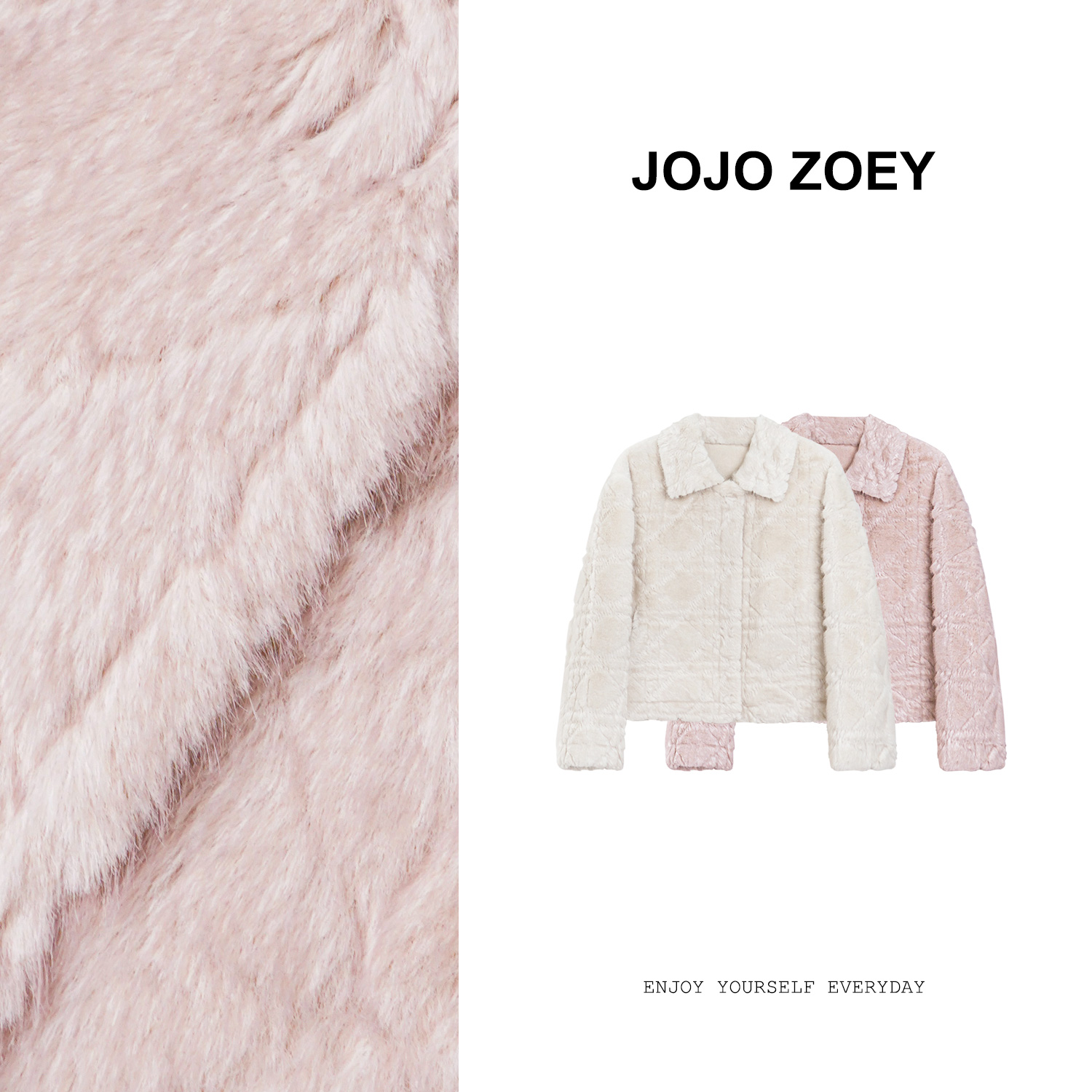 JOJO ZOEY【麦瑟尔小姐】~新款松弛感皮毛菱格毛毛外套wt-25610