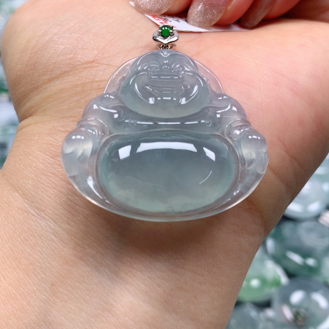 翡翠颈饰18K金镶嵌天然翡翠