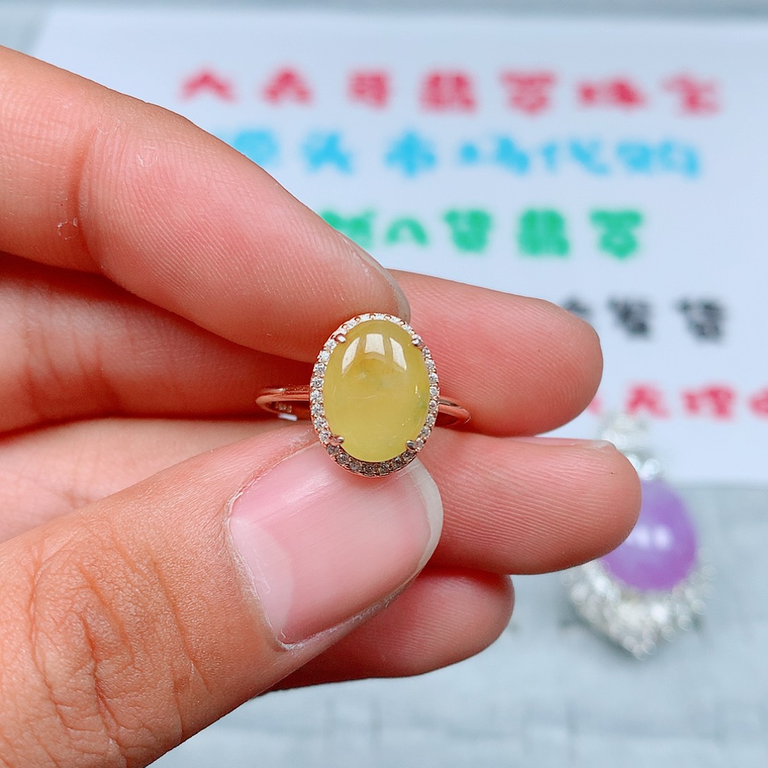 翡翠银S925镶嵌戒指130号