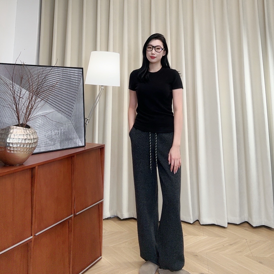 【若若美】X-1973蚕丝羊毛华绒短袖T恤圆领修身百搭T恤显瘦打底短T