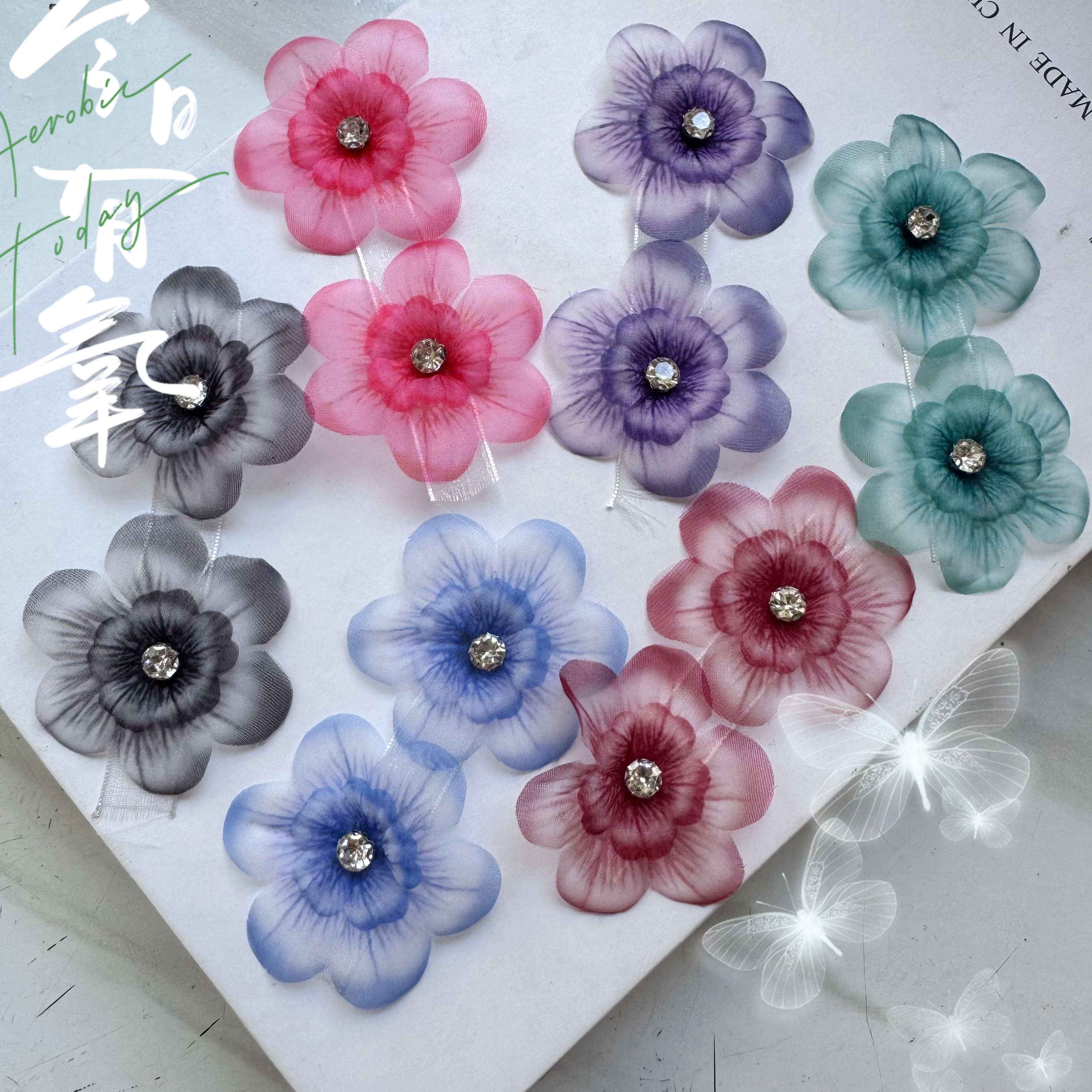 【宝老板】5CM带钻梅花花朵手工DIY创意饰品