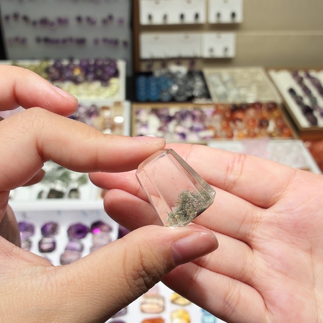 吊坠(不含链)水晶未镶嵌绿幽灵 方牌 打孔定制不退换