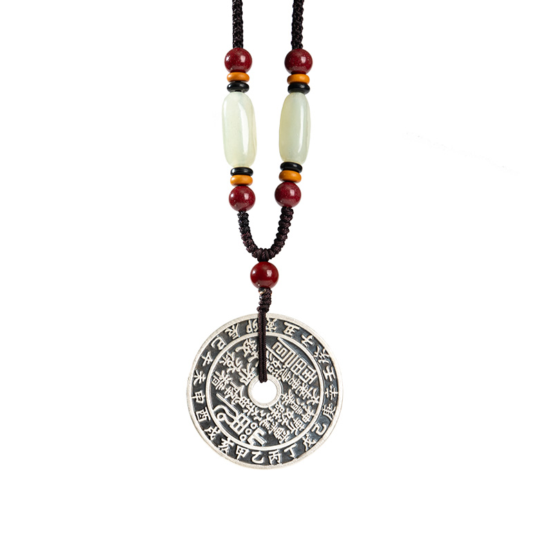 非金属木质吊坠 浑然挂绳山鬼花钱吊坠手工收藏编绳挂坠