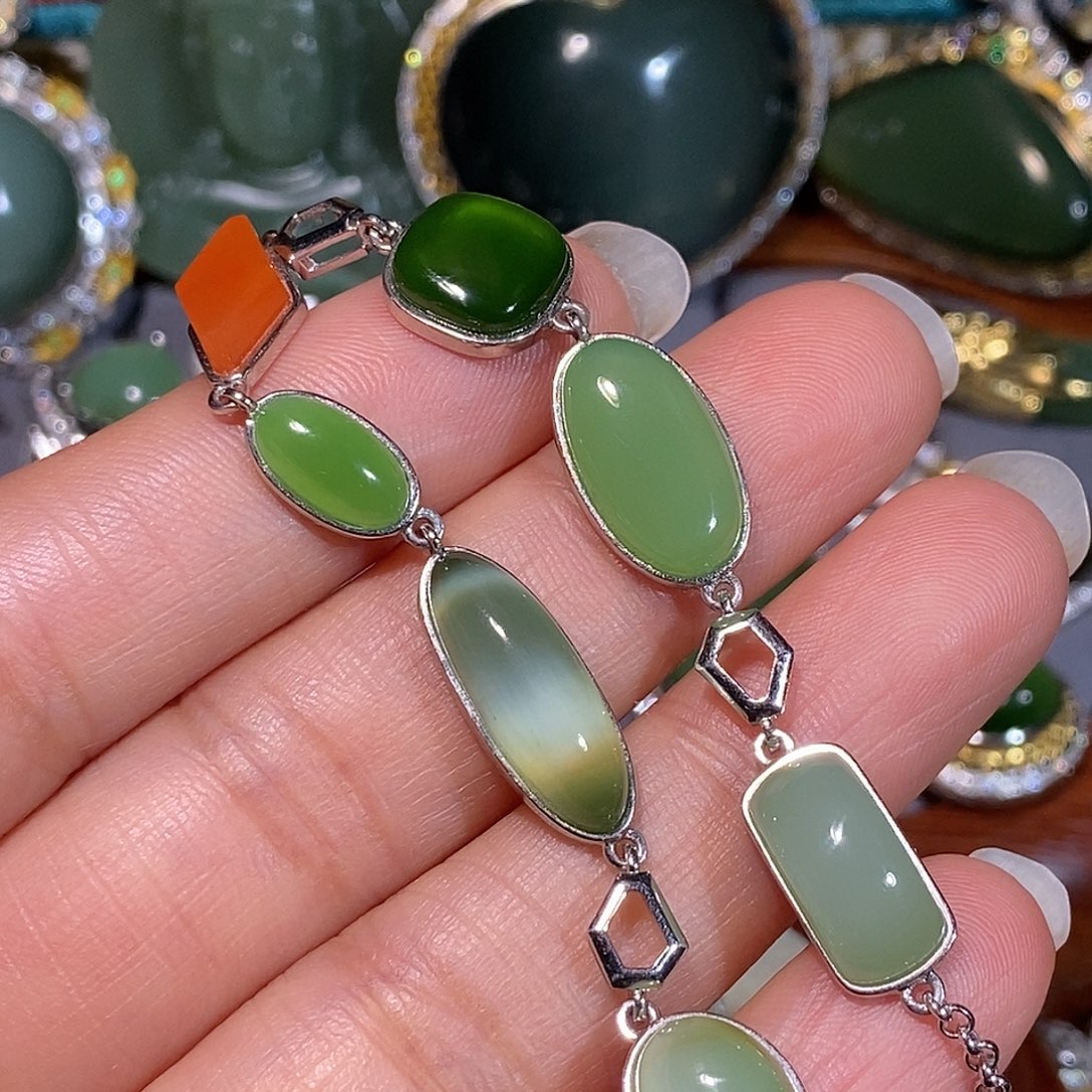 和田玉（碧玉）银S925镶嵌戒指