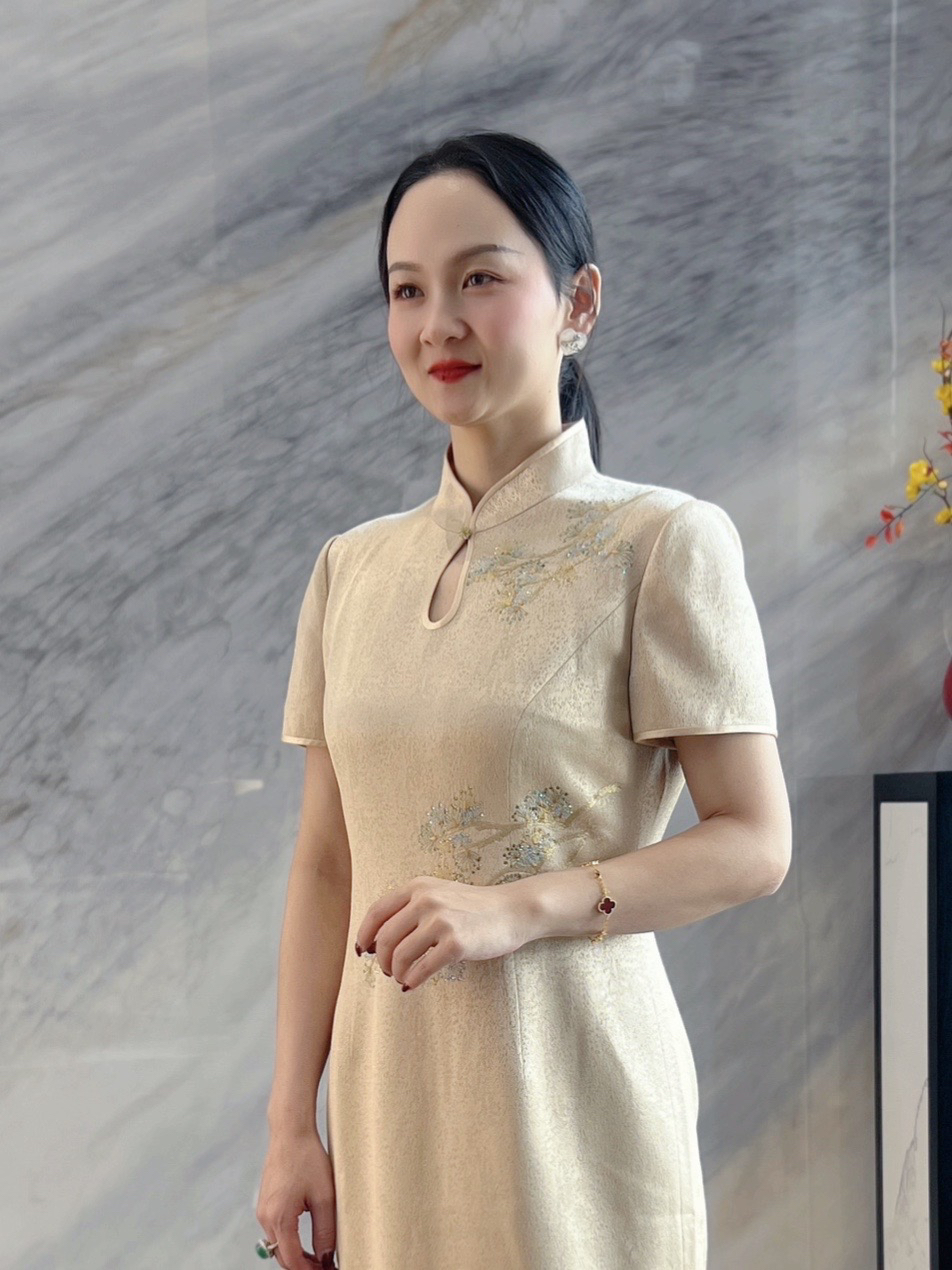 喜婆婆喜妈妈婚宴旗袍礼服裙香槟高端气质敬酒服新中式