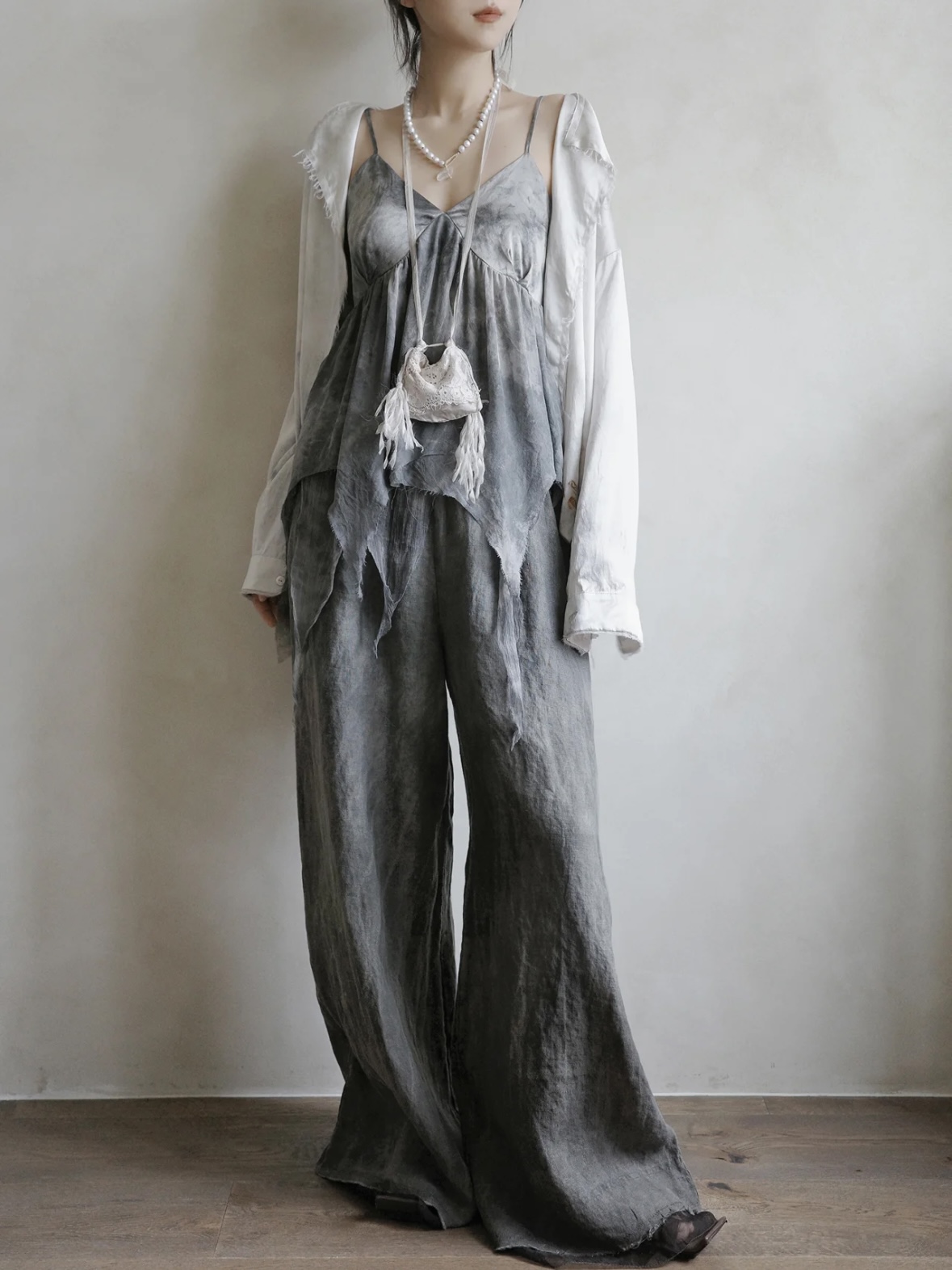 NatureDye 【美侖美奂】 LT362607 植物染小众先锋晕染阔腿裤