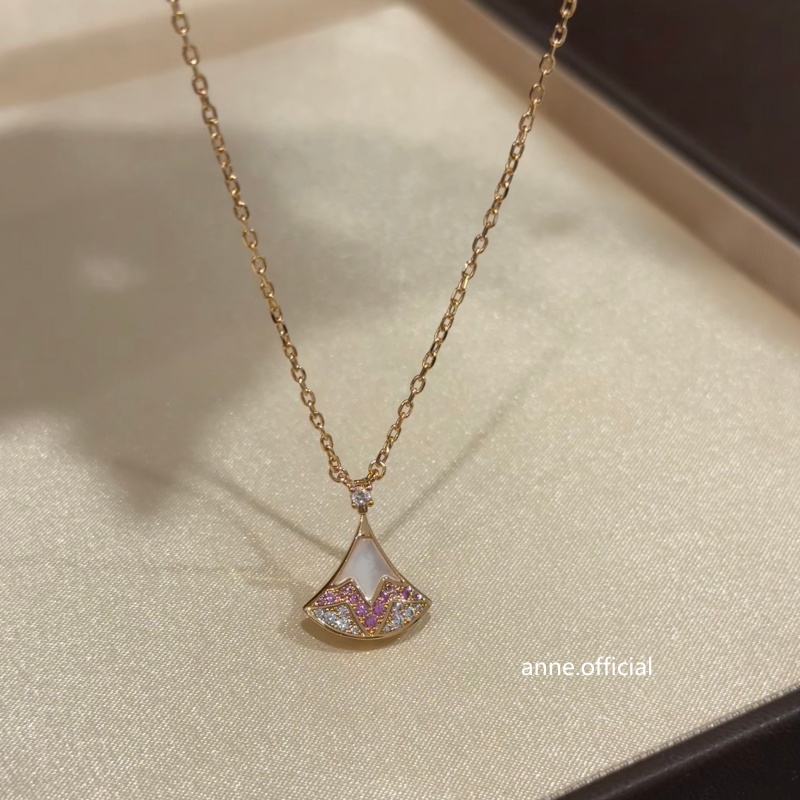 铜合金项链 月下圆舞曲白贝彩锆裙子项链【A197】