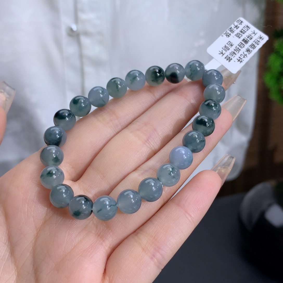 翡翠手链未镶嵌卡7.9冰胶浓蓝花