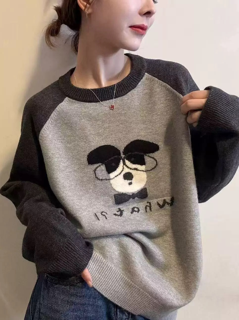 200斤大码女装长袖春季翻领针织女毛针织衫秋季时尚毛衣上衣1363