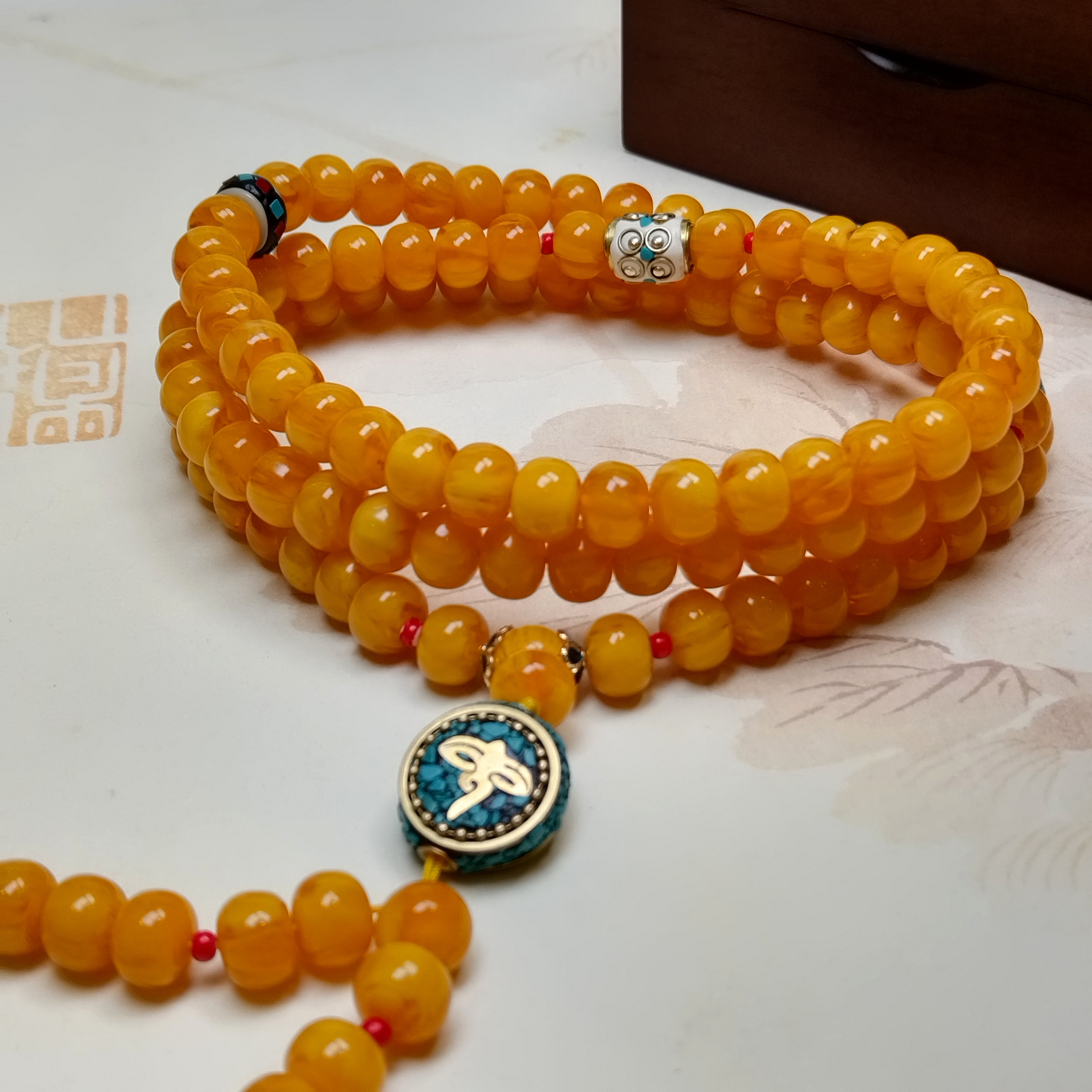 【主播推荐】高货项链 高端-暴力鸡油黄108颗--挂车链接勿拍