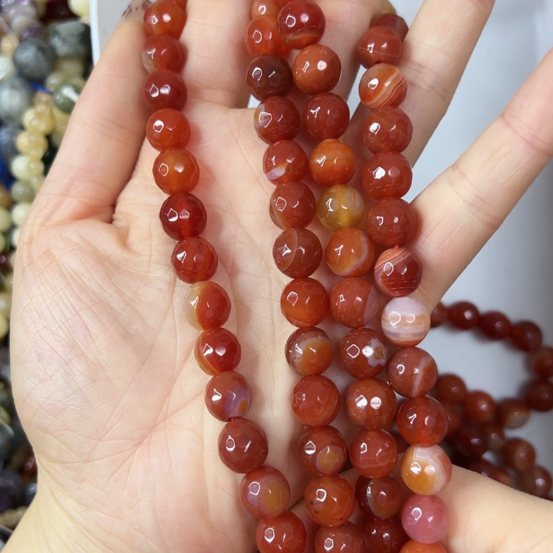 玛瑙/玉髓合金珠宝半成品，卡10红玛瑙切面一条