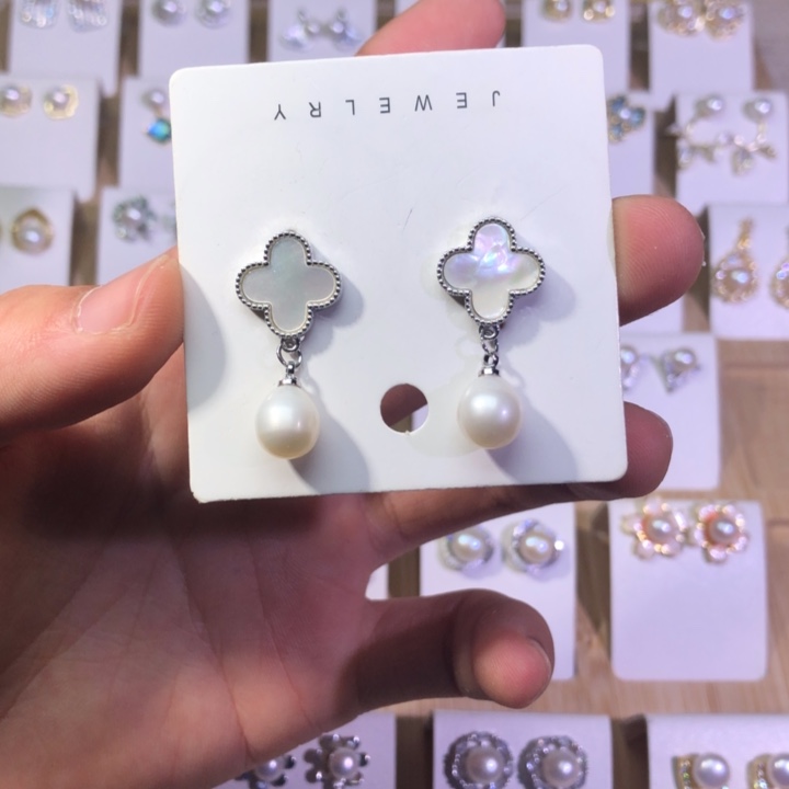 淡水珍珠耳饰银S925镶嵌