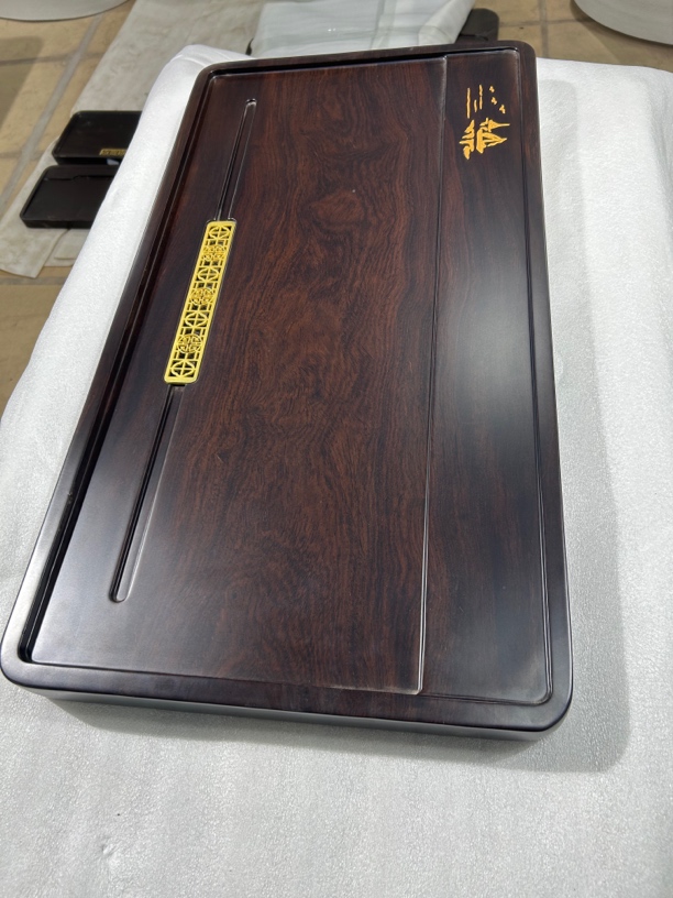 新中式简约家用茶盘黑檀实木整板茶盘实木3-4人整料高档高端轻奢