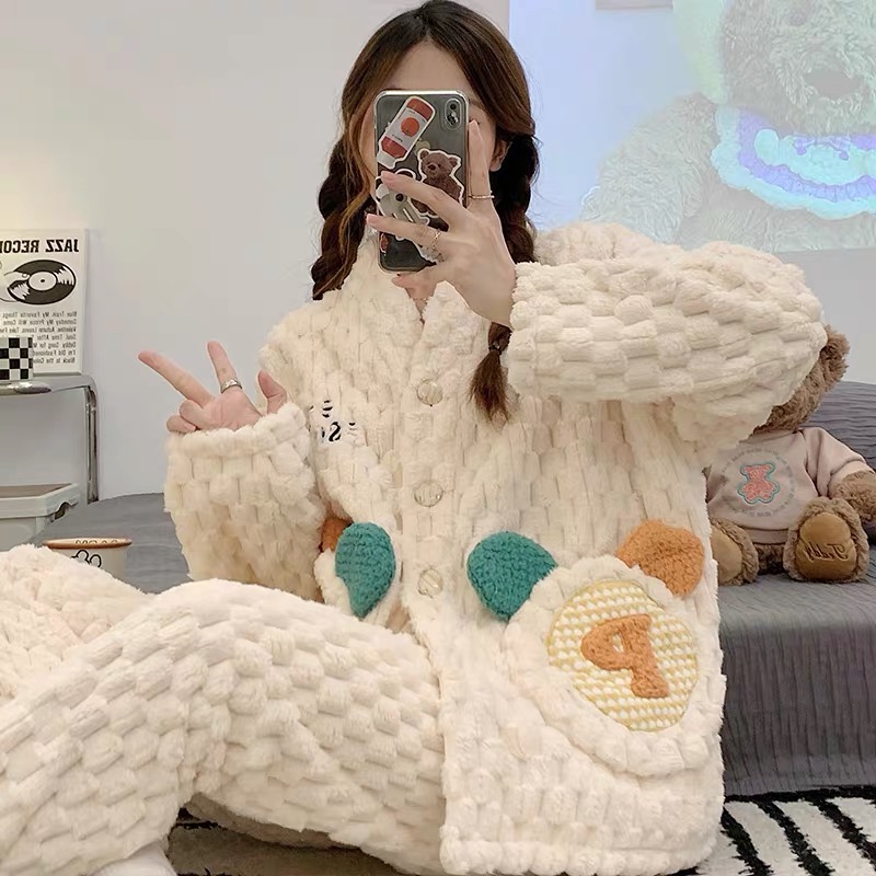 卡通睡衣女秋冬厚款家居服套装（微瑕）介意勿拍