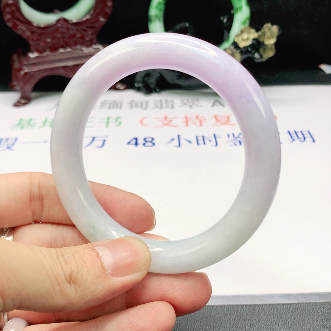 翡翠手镯未镶嵌59 圈天然缅甸翡翠A货时尚女款手镯