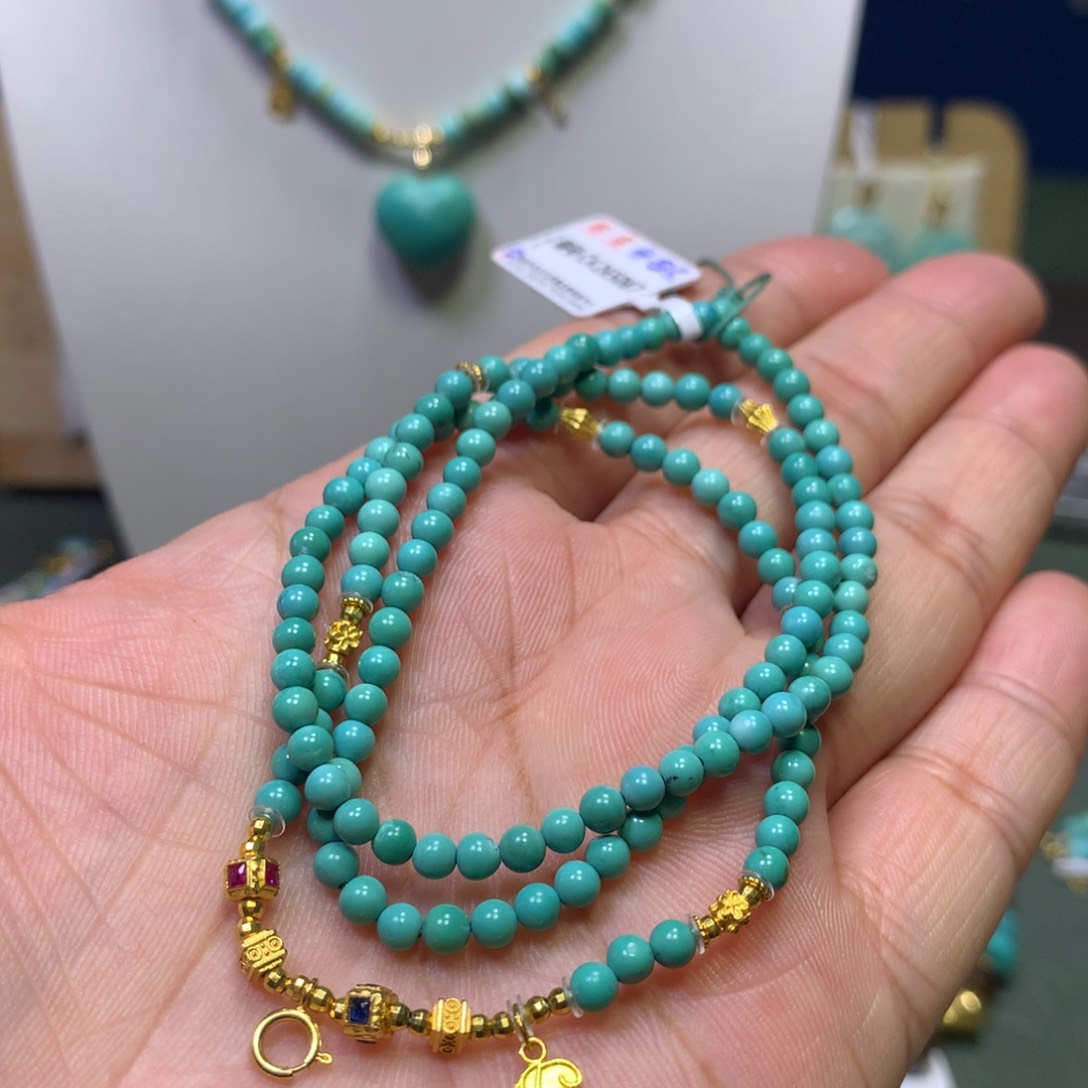 绿松石项链18K金镶嵌